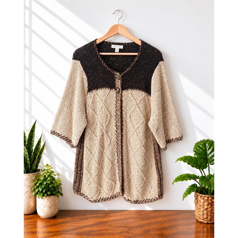 Vintage Y2K Coldwater Creek Cable Knit Cardigan Sweater 3X